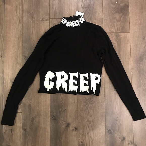 H&M CREEP Glow in The Dark Crop Sweater NWT - Picture 2 of 12